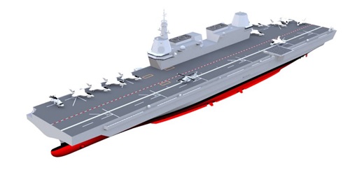 A CGI showing the conceptual design of the RoKN's future light aircraft carrier.