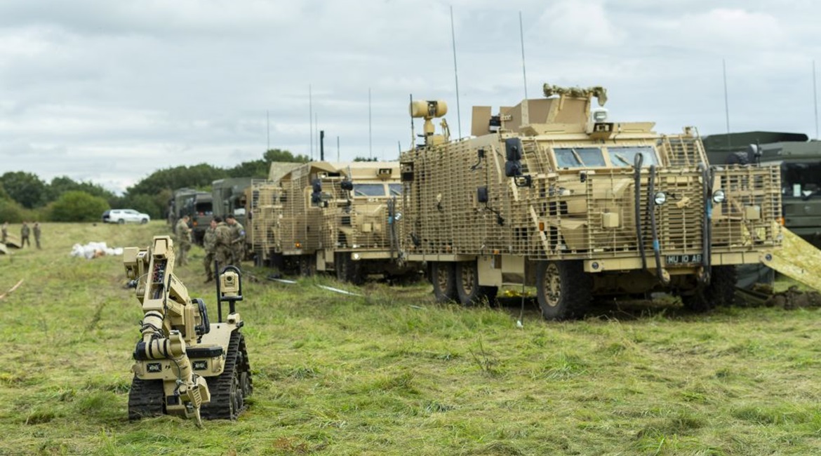 An L3Harris T7 UGV is seen during the pre-deployment exercise.
