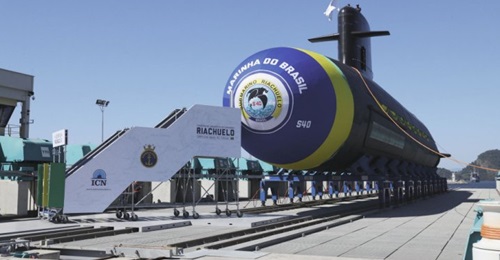 Brazil's first Riachuelo-class submarine, seen here prior to its launch in 2018. Indonesia is studying a variant of the class for its naval requirements.