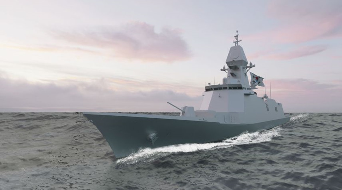Computer-generated imagery of an FFX III-class frigate.