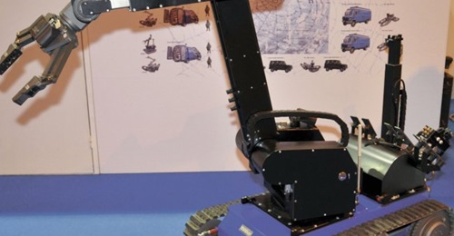 The Telerob Explosive Ordnance Disposal and observation robot (tEODor) is a remote-controlled bomb disposal system.
