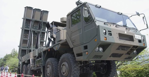 A truck-mounted launcher used for the JGSDF's Type 12 SSM system.