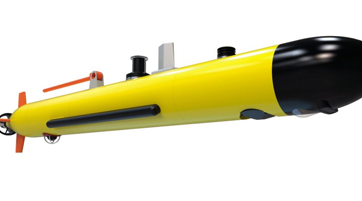 A computer rending of DAPA's mine detection AUV development.