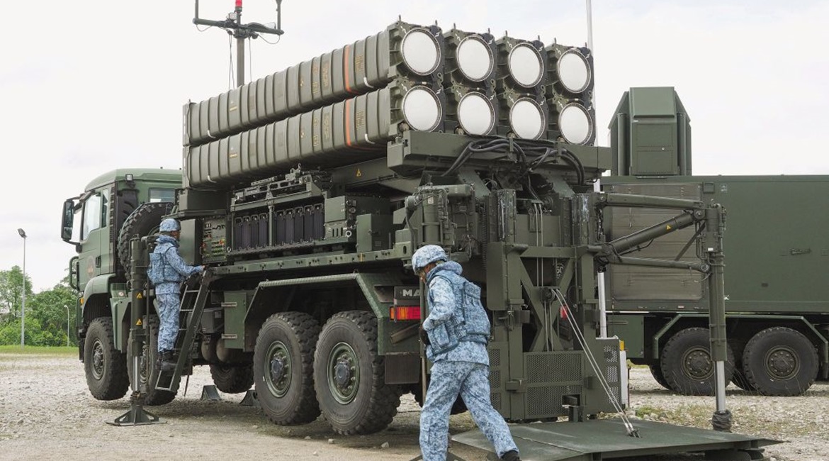 The Republic of Singapore Air Force has fielded the Aster 30 SAMP/T medium-range SAM system to bolster its upper tier air defence umbrella. Seen here is an Aster 30 launcher vehicle with a unique standalone midcourse-guidance datalink system immediatel...