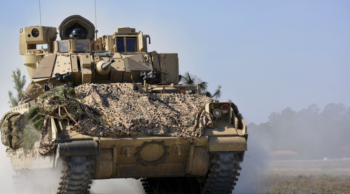 An M2A3 Bradley Fighting Vehicle from 1st Battalion, 64th Armor Regiment, manoeuvres during a company combined-arms live-fire exercise at Fort Stewart, Georgia, in February 2017. The US Army has released its RFP for the revamped Bradley replacement eff...