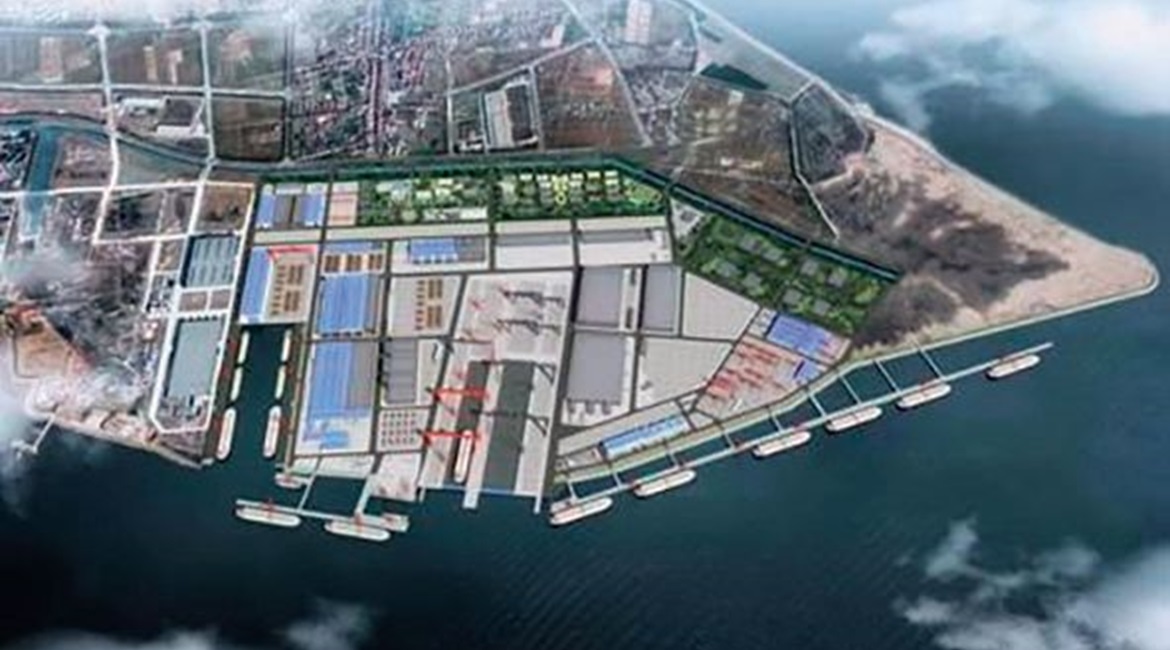 A CGI provided by CSSC showing the future Hudong-Zhonghua shipbuilding facility on Changxing Island near Shanghai.