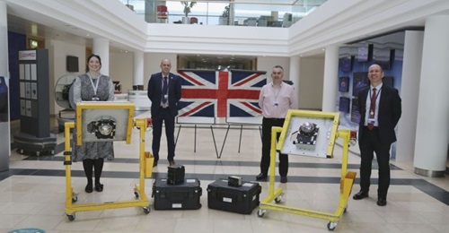Leonardo staff at the company's Edinburgh facility in Scotland marked delivery of the final Miysis DIRCM system for the UK's Shadow fleet in late 2020.