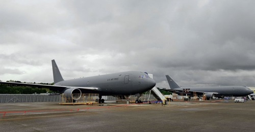 A pair of Boeing KC-46A Pegasus tanker aircraft prior to delivery to the USAF. Boeing is now under contract for 79 of the USAF's planned 179 tanker-transports.