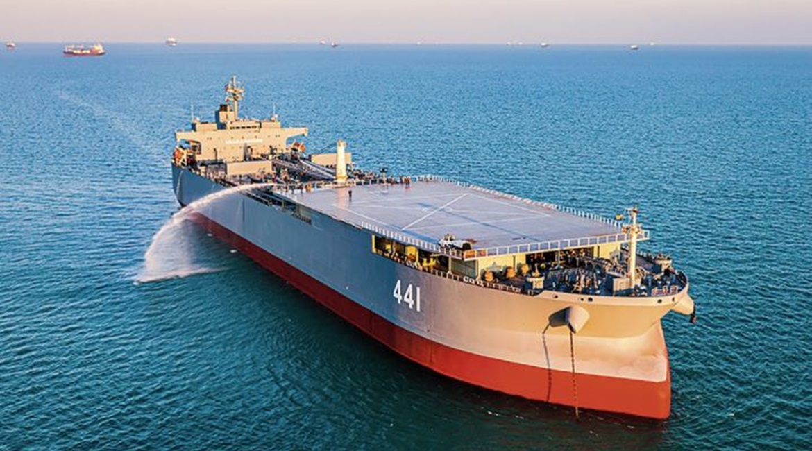 The converted tanker 
        
         became the IRIN's largest ship when it was commissioned on 13 January.