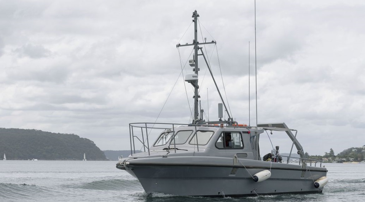 The Steber MCM Support Boat seen at Sydney's Pittwater area during a pilot trial in early 2020.