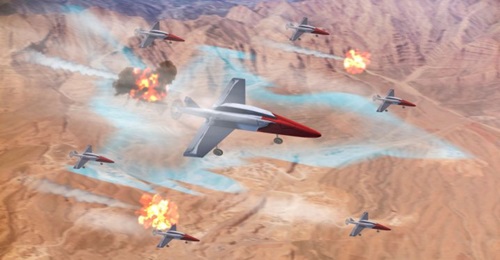 An artist's impression of how a drone swarm might enable the UK to add mass to its capable but numerically inferior manned combat aviation capabilities.