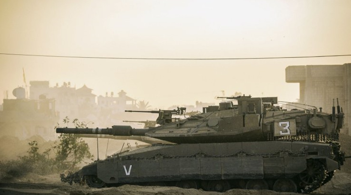 The Trophy system is seen fitted to a Merkava Mk 4 during Operation 'Protective Edge' in the Gaza Strip in 2014.