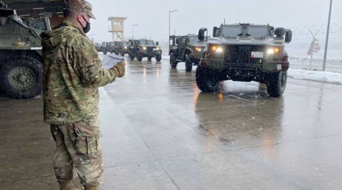 US Army soldiers receive the Joint Light Tactical Vehicle (JLTV) at Rose Barracks, Germany, on 30 January 2021. Pentagon plans to pull troops out of Germany are on hold while the Biden administration reviews why the Trump administration made the decisi...
