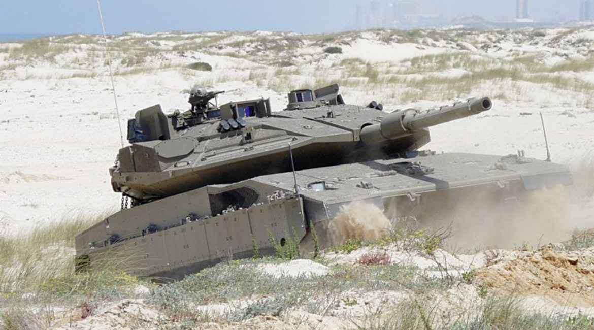 An Israel Defense Forces Merkava Mk 4 fitted with the Trophy-HV APS suite, which provides 360° defence against ATGM and RPG threats. Users are keen for APS manufacturers to upgrade systems to defeat of APFSDS long rod penetrators.