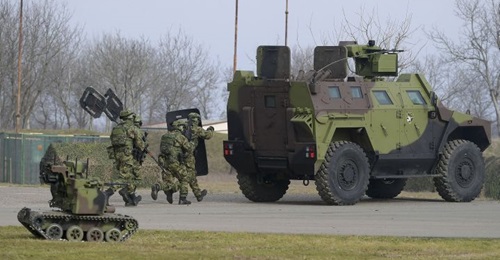Serbia's 72nd Special Operations Brigade has 10 BOV M16 Miloš MPAVs (right) and five Mali Miloš armed UGVs (left) and will receive 20 more M16 MPAVs by the end of 2021, President Aleksandar Vucic said on 7 February after attending exercise 'V...