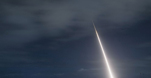 A target resembling an advanced ballistic missile is seen here being launched from the Pacific Missile Range Facility in Hawaii on 26 October 2018 as part of an intercept flight test involving an SM-3 Block IIA interceptor missile. Japan signed a JPY30...