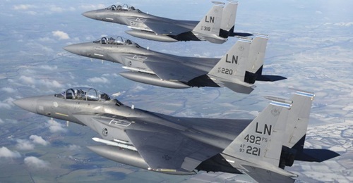 The Pentagon announced on 25 February that it sent two F-15E Strike Eagles to launch seven precision-guided munitions at 11 facilities in Abu Kamal on the Syrian side of the crossing point into Iraq.
