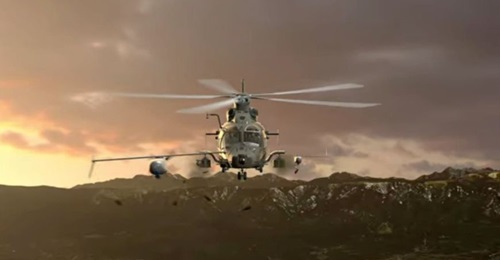 A screengrab from video footage released by KAI in November 2020 showing computer-generated imagery of an LAH launching loitering munitions that are similar in appearance to IAI's Mini Harpy.
