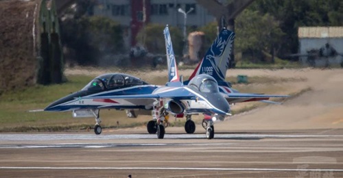 Two T-5 'Brave Eagle' prototype aircraft. The T-5 AJT is expected to replace the RoCAF's ageing AIDC AT-3 trainers by 2026, while the light attack/fighter variant is intended to replace the service's Northrop F-5E/F Tiger IIs.