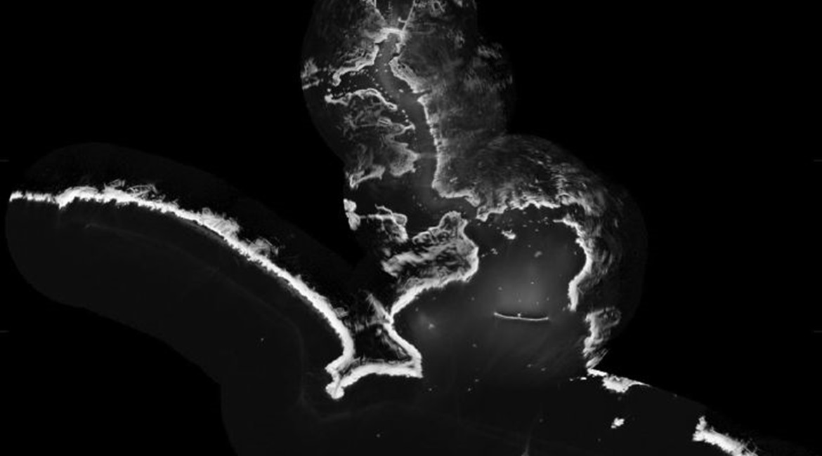 A shoreline map of Plymouth Sound and harbour generated by the software trialled on HMS 
        
        .