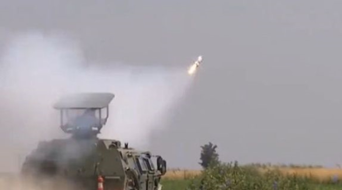 A screengrab from video footage released on 8 March showing what CCTV described as a new anti-tank guided missile. The weapon was launched from what appeared to be a modified CSK181 4×4 armoured vehicle.