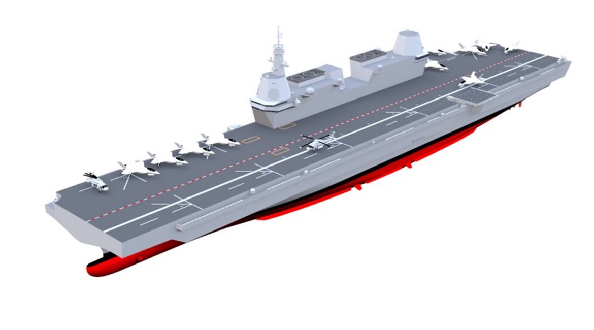 A CGI showing the conceptual design of South Korea's proposed future light aircraft carrier.