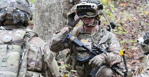 Soldiers from the 82nd Airborne Division use the latest IVAS prototype during a training exercise in October 2020. The US Army has awarded Microsoft with a production contract.