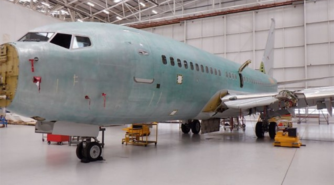 The first 737 being converted into an E-7 Wedgetail AEW1 aircraft for the UK RAF.