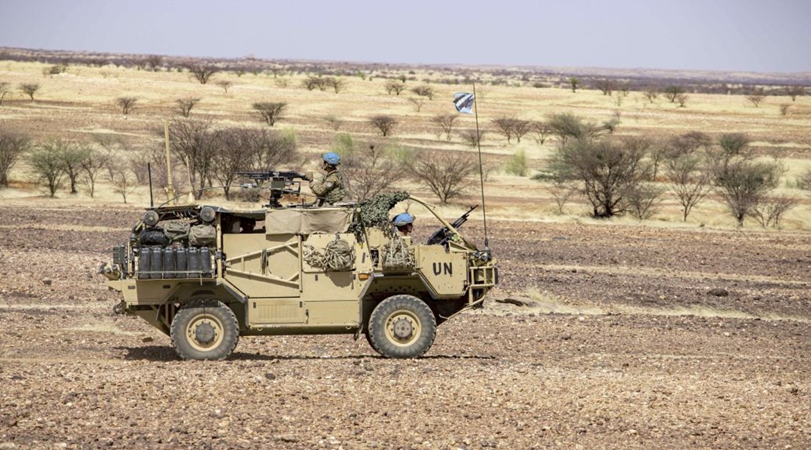 British soldiers from the LRRG on patrol in a Jackal 2 vehicle.