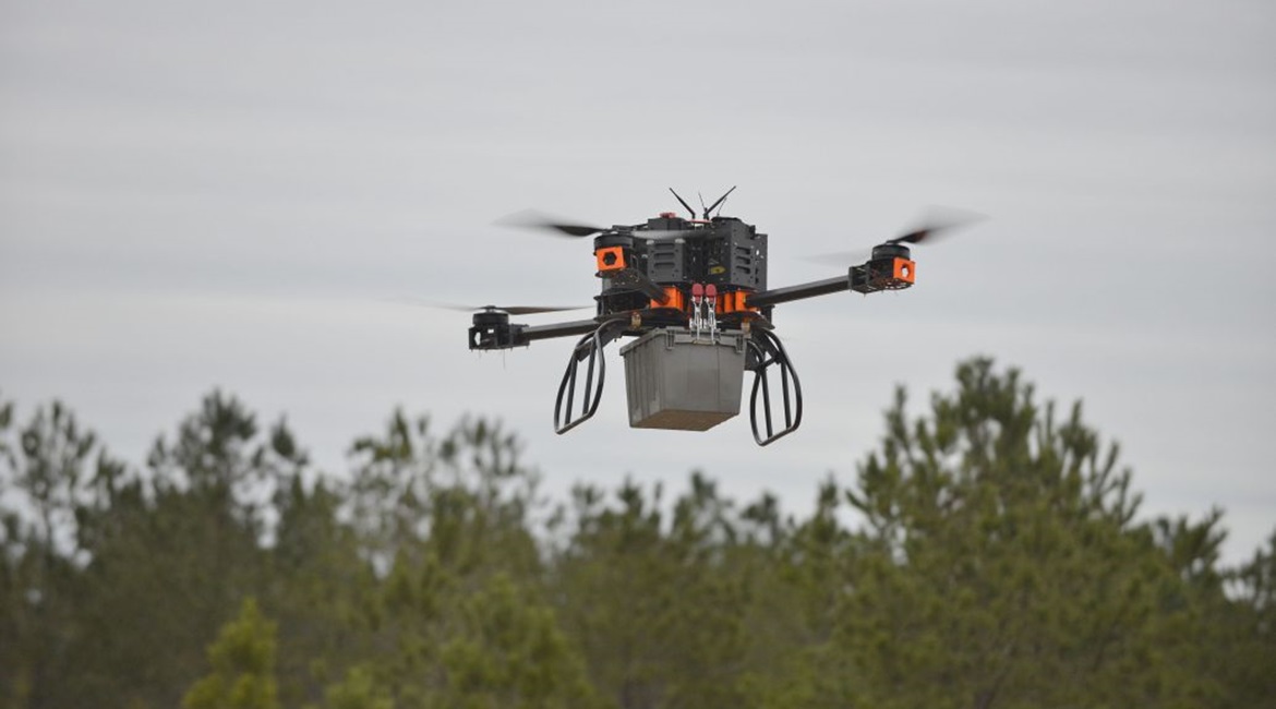 RotorX's Palledrone autonomous heavy-lift unmanned hexacopter. The company is looking to increase the aircraft's payload capacity to 68 kg. It has tested the Palledrone carrying about 48 kg.