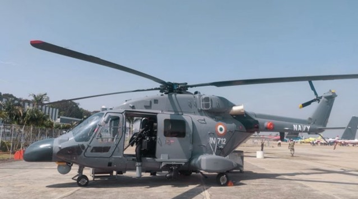 An IN Dhruv ALH Mk III helicopter. The rotorcraft will be one of three operated by INAS 323: the IN's first naval air squadron to be equipped with the indigenously designed and built platform.