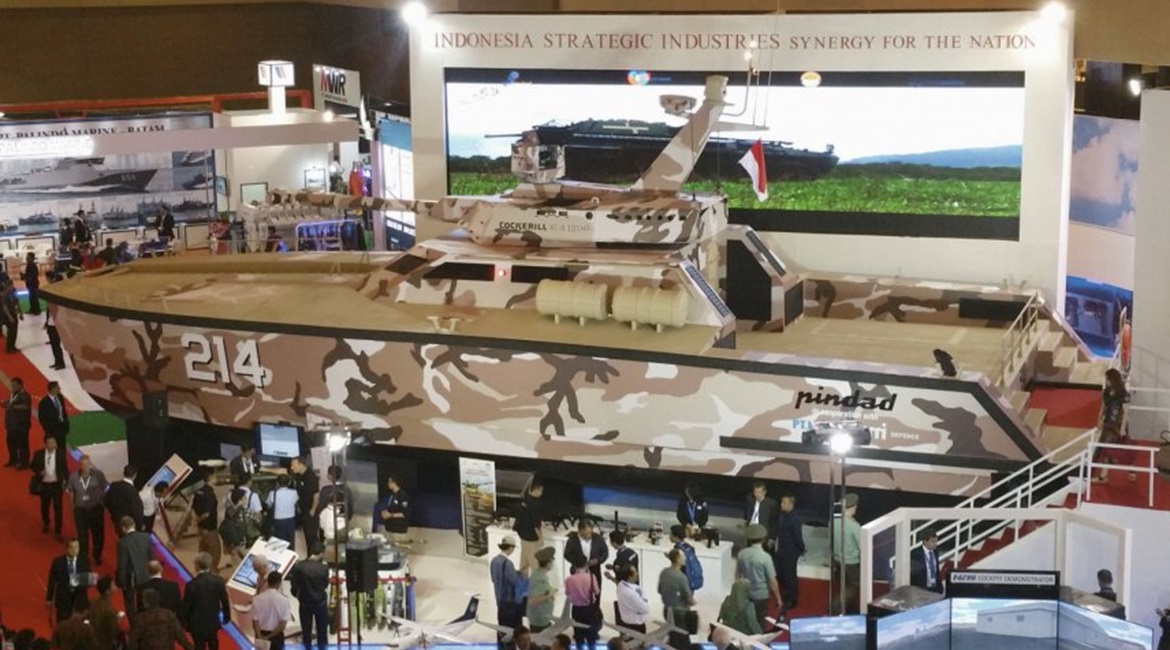 A full-sized mock-up of the tank boat at Indo Defence 2016. A prototype of the vessel was launched in waters off Banyuwangi, East Java, on 28 April.