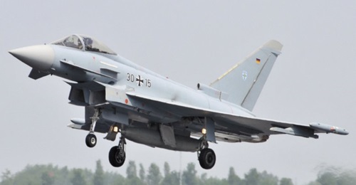 Under a new agreement, Luftwaffe Eurofighters (pictured) and Polish F-16s and MiG-29s will be able to cross into each other's airspace during QRA missions.