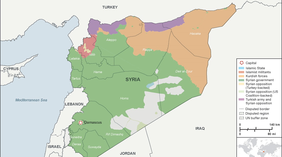 Territorial control in Syria as of 10 May