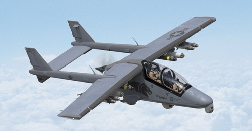 A concept drawing of the Paramount Group Bronco II, which is being pitched for the US SOCOM Armed Overwatch procurement. The Bronco II, offered by Leidos, is one of five finalists for the competition.